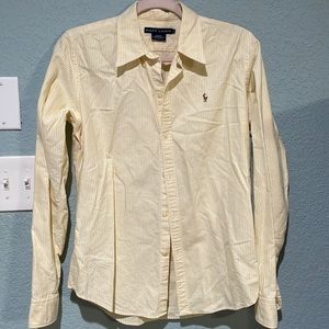Ralph Lauren women’s slim fit, size 12. Long sleeve, yellow and white